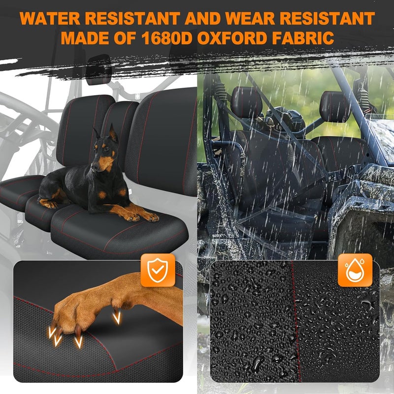 BORDAN UTV Seat Cover for 2016-2024 Can Am Defender DPS MAX 6X6 PRO Split Bench Dustproof Seats Cover, Heavy Duty 1680D Waterproof Full Protection Outdoor Seat Cover Set(8 PCS) - Image 2